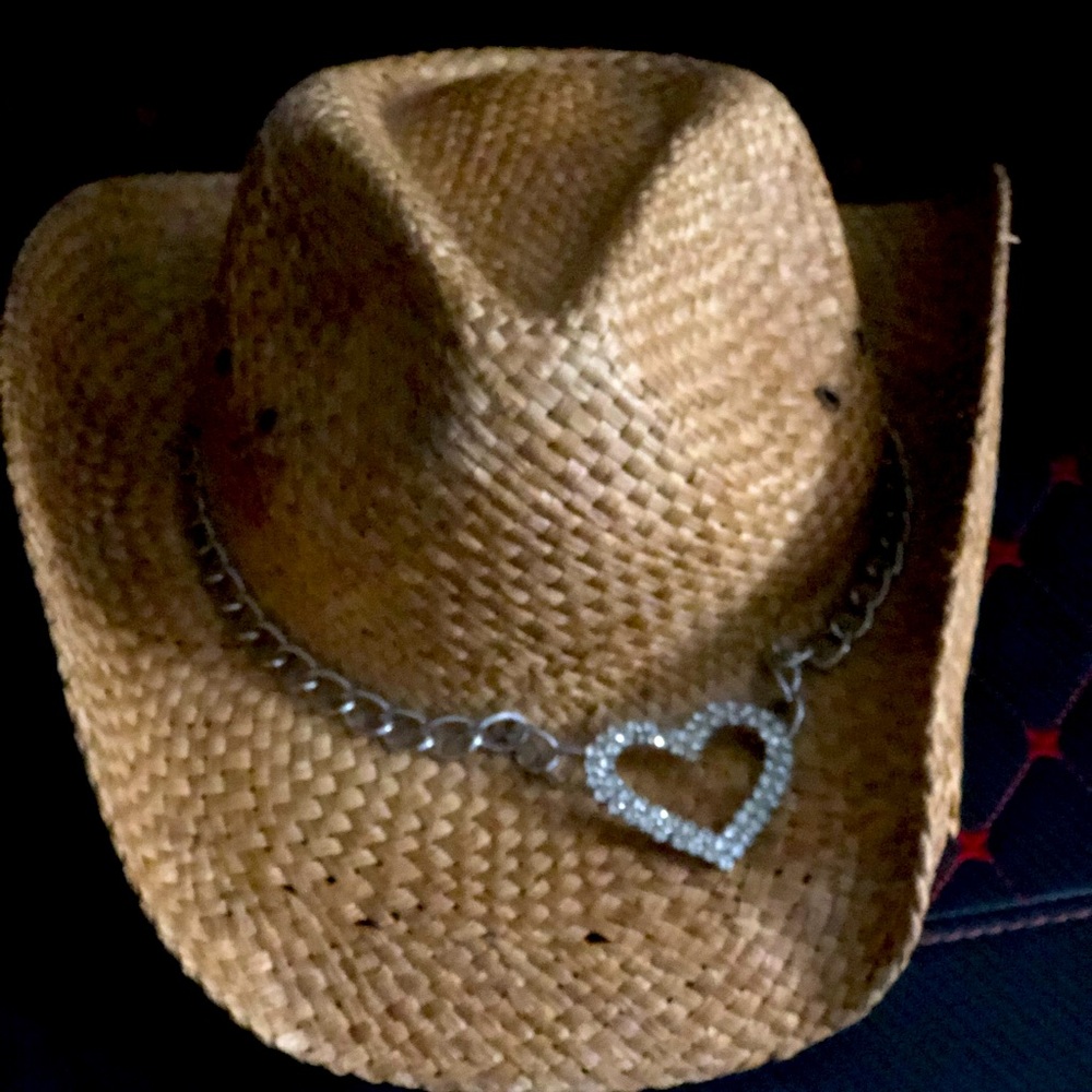 New! Peter Grimm Western Hat with rhinestone bling heart chain. “Heart Attack”